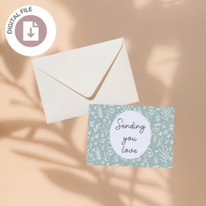 Biglietto d'auguri stampabile che ti invia amore, download immediato, biglietto estetico pronto per la stampa, per lei facile da stampare a casa, fornitura di prodotti digitali