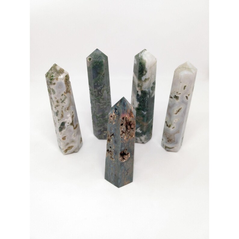 Moss Agate Druzy Crystal Points
