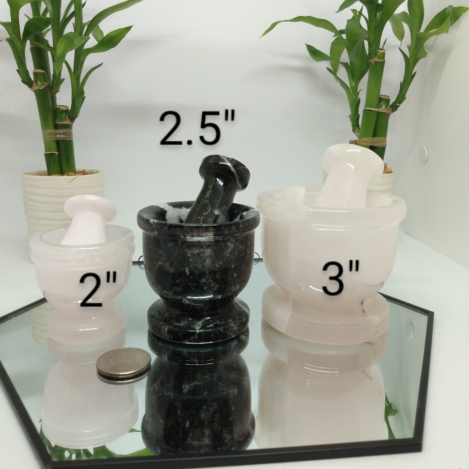 Large 3 Crystal Mortar and Pestle Sets Pink Mangano Etsy