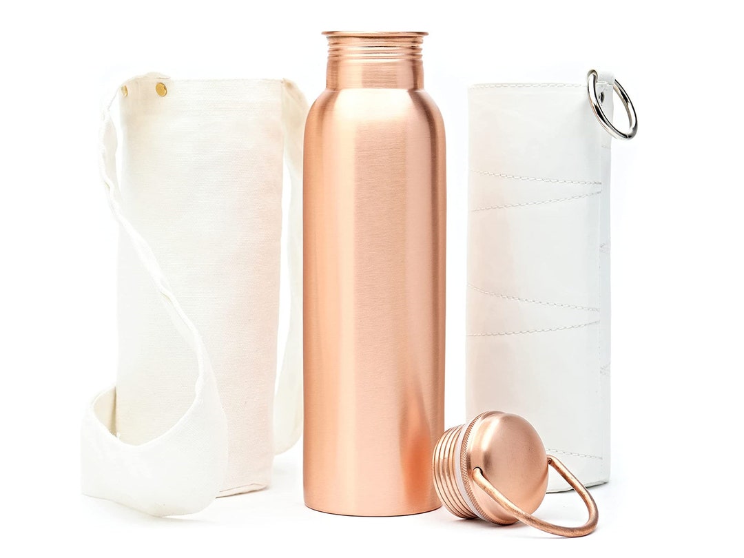 100 Pure Copper Water Bottle W/ Carrying Canvas Bag & Sleeve Etsy