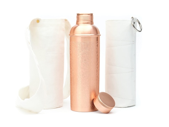 100% Pure Copper Designer Water Bottle (34 OZ/ 1000 Ml) W