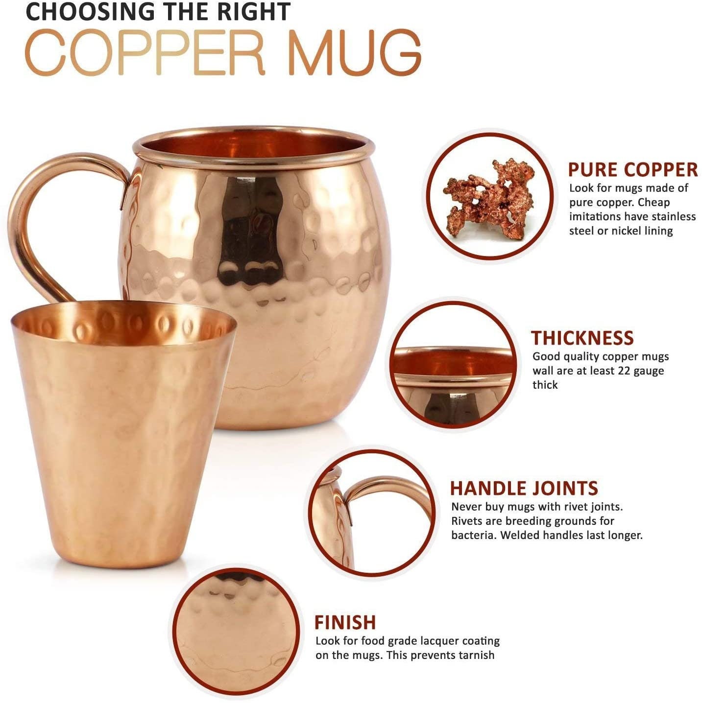 Bulk Roosevelt Smooth Copper Moscow Mule Mugs by Copper Mug Co