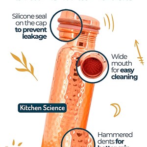Pure Copper Water Bottle (34oz/1000ml) w/ a Carrying Canvas Bag | Lab-Tested, Heavy Duty & Leak-Proof image 4