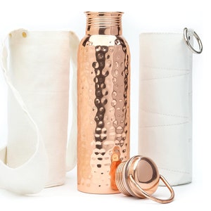 100% Pure Water Bottle with Free Sleeves and Carrying Bag - Hammered Design