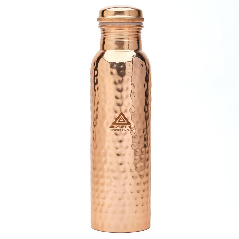Pure Copper Water Bottle (34oz/1000ml) w/ a Carrying Canvas Bag | Lab-Tested, Heavy Duty & Leak-Proof image 9