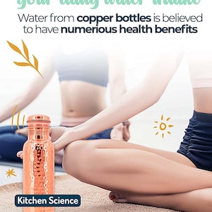 Pure Copper Water Bottle (34oz/1000ml) w/ a Carrying Canvas Bag | Lab-Tested, Heavy Duty & Leak-Proof image 6