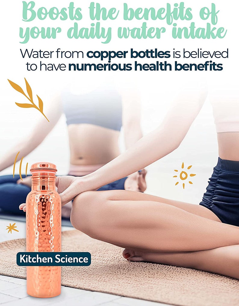 Pure Copper Water Bottle (34oz/1000ml) w/ a Carrying Canvas Bag | Lab-Tested, Heavy Duty & Leak-Proof image 6