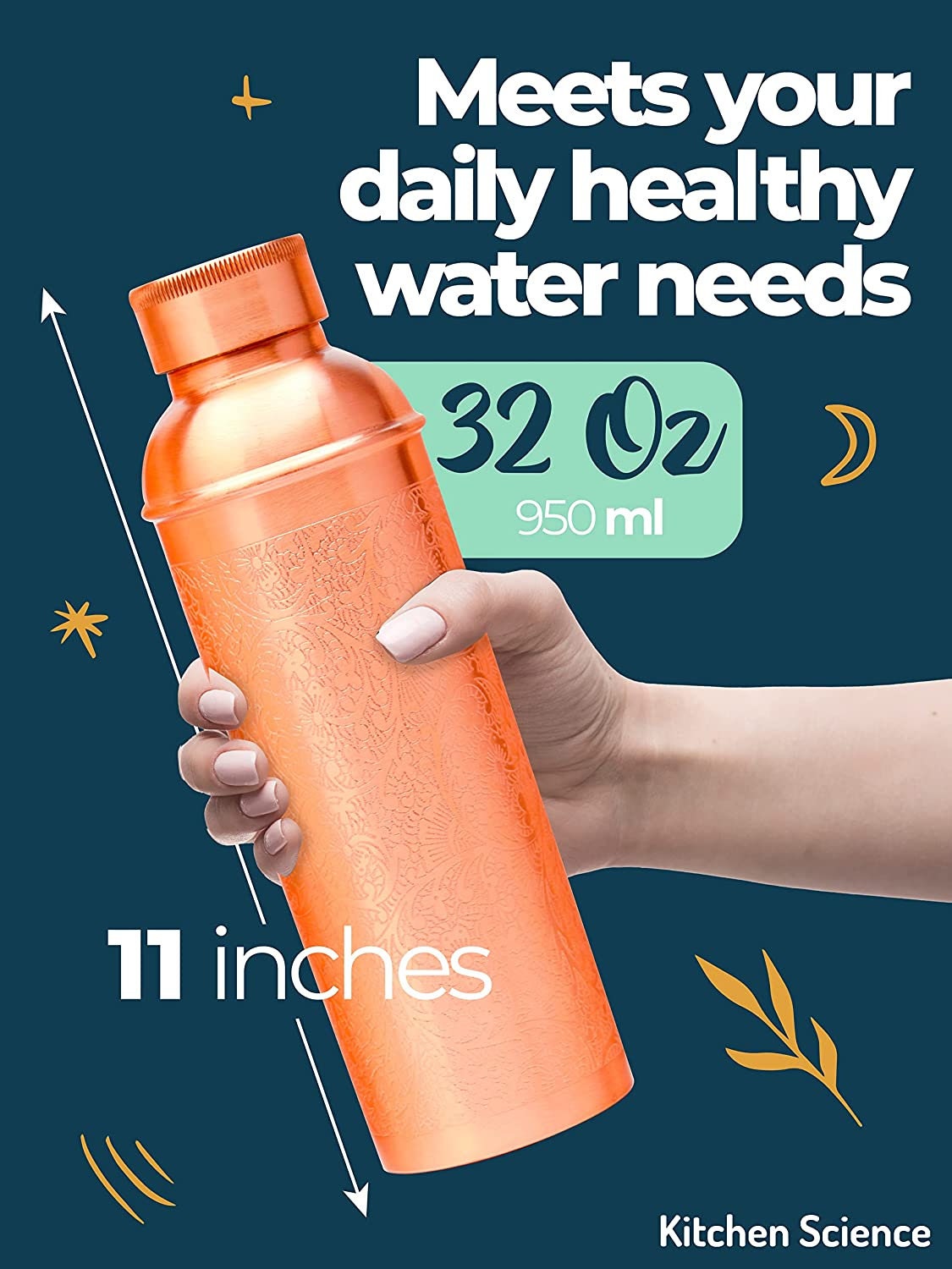 34 Oz Pure Copper Water Bottle Set - Hammered Leak-Proof Bottle With Tumbler, Carrying Bag & Decorative Sleeve - View #6