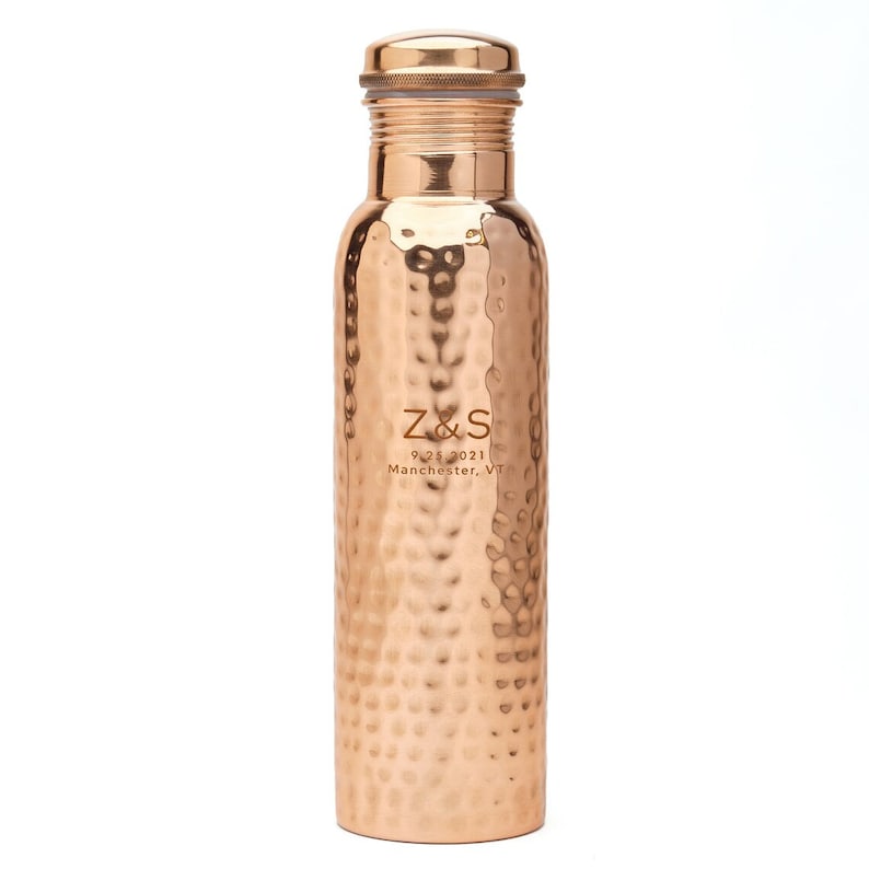 Pure Copper Water Bottle (34oz/1000ml) w/ a Carrying Canvas Bag | Lab-Tested, Heavy Duty & Leak-Proof image 8