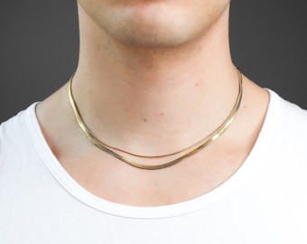 Wharf gold snake collar chain duo set in IP steel | dainty minimalist layering snake chain necklace mens unisex aesthetic waterproof