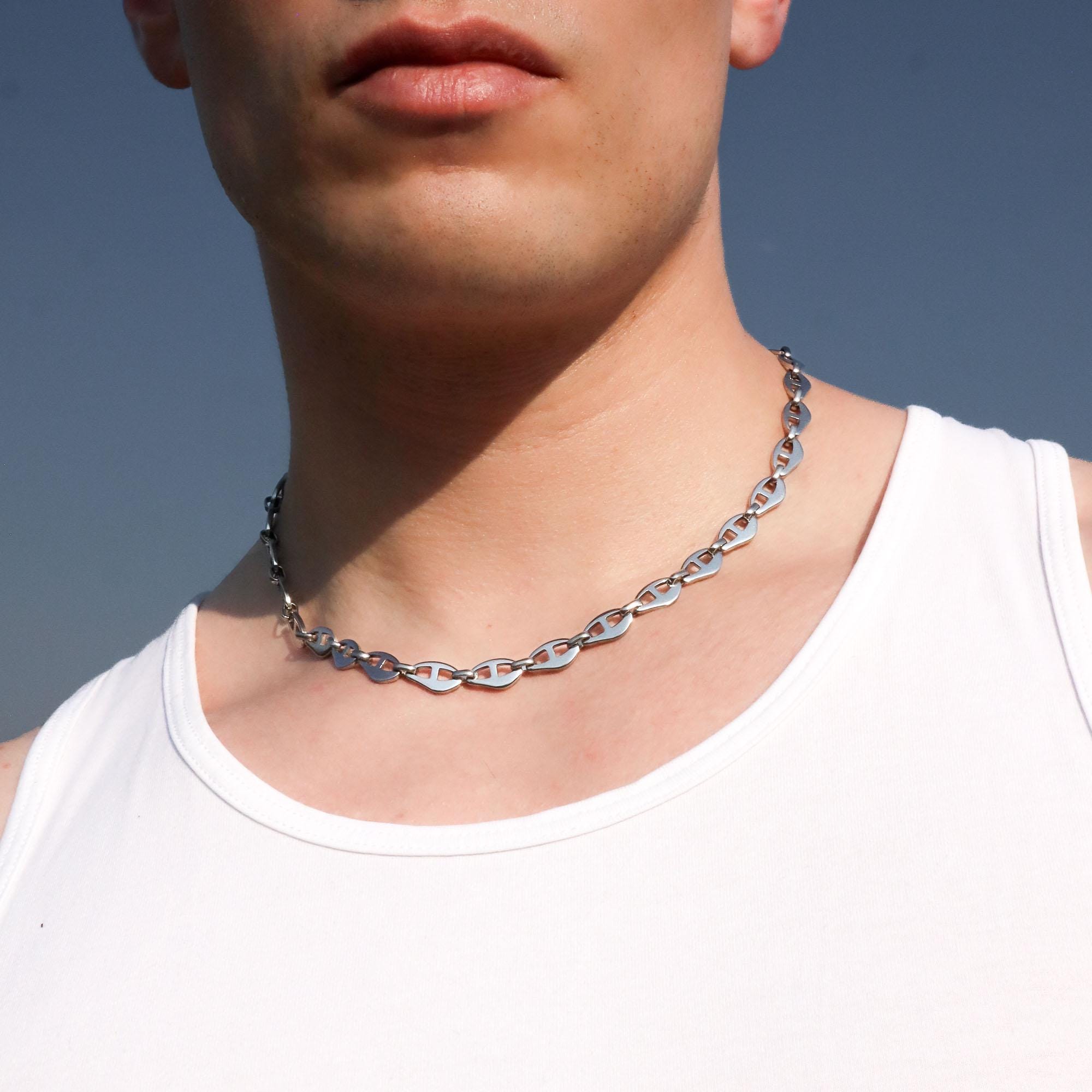 Bracciale Catena Maglia Cerchi Alternati Spazzolati E Lucidi In ARGENTO 925 Galvanica Oro - Foto 7