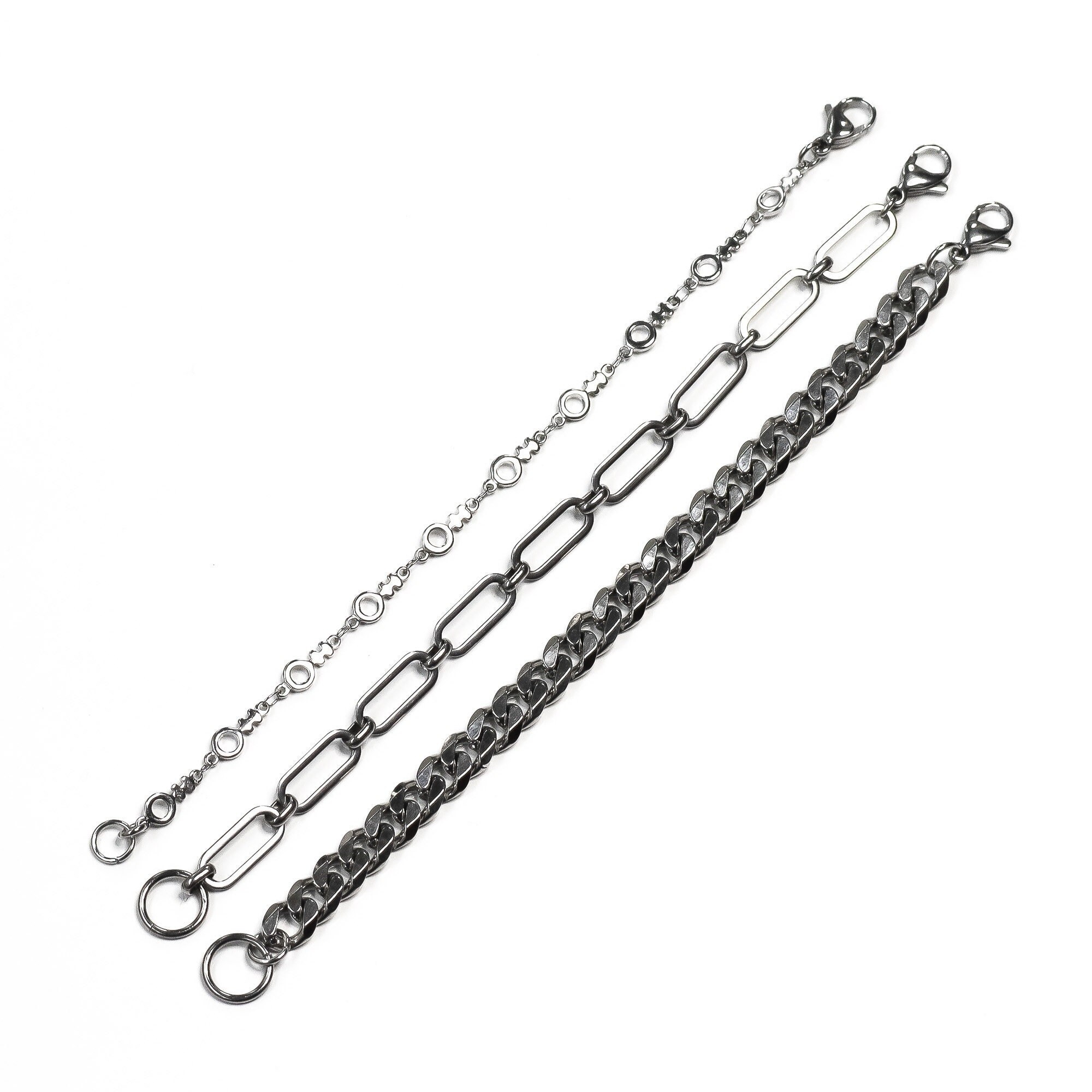 Silver Chain Link Bracelet Three Pack Stainless Steel Etsy