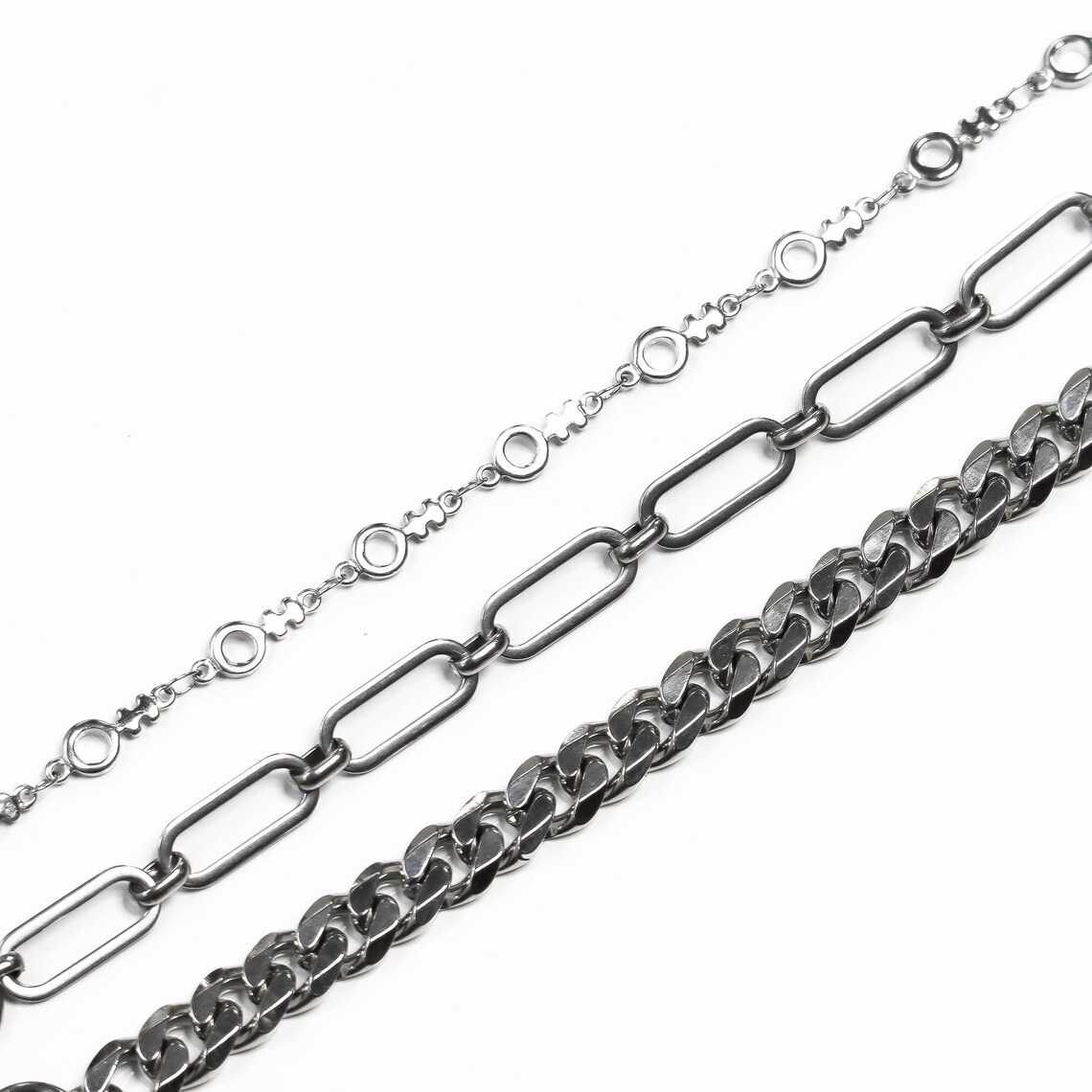 Silver Chain Link Bracelet Three Pack Stainless Steel Etsy