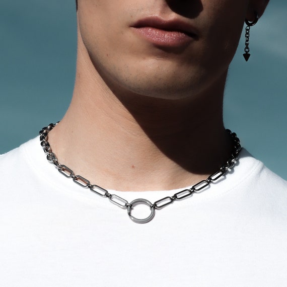 Silver Chain 0 Ring Choker or Collar 