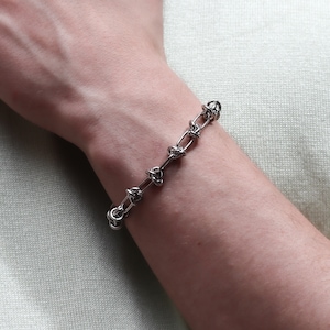 silver steel knotted chain bracelet modern grunge aesthetic style stainless steel image 7