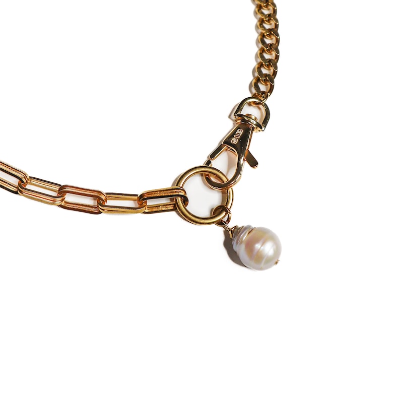 Nebula baroque pearl drop gold chain necklace boho grunge, hand made, aesthetic jewelry, image 5