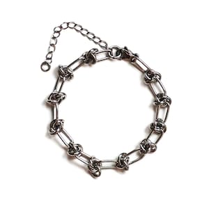 silver steel knotted chain bracelet modern grunge aesthetic style stainless steel image 2