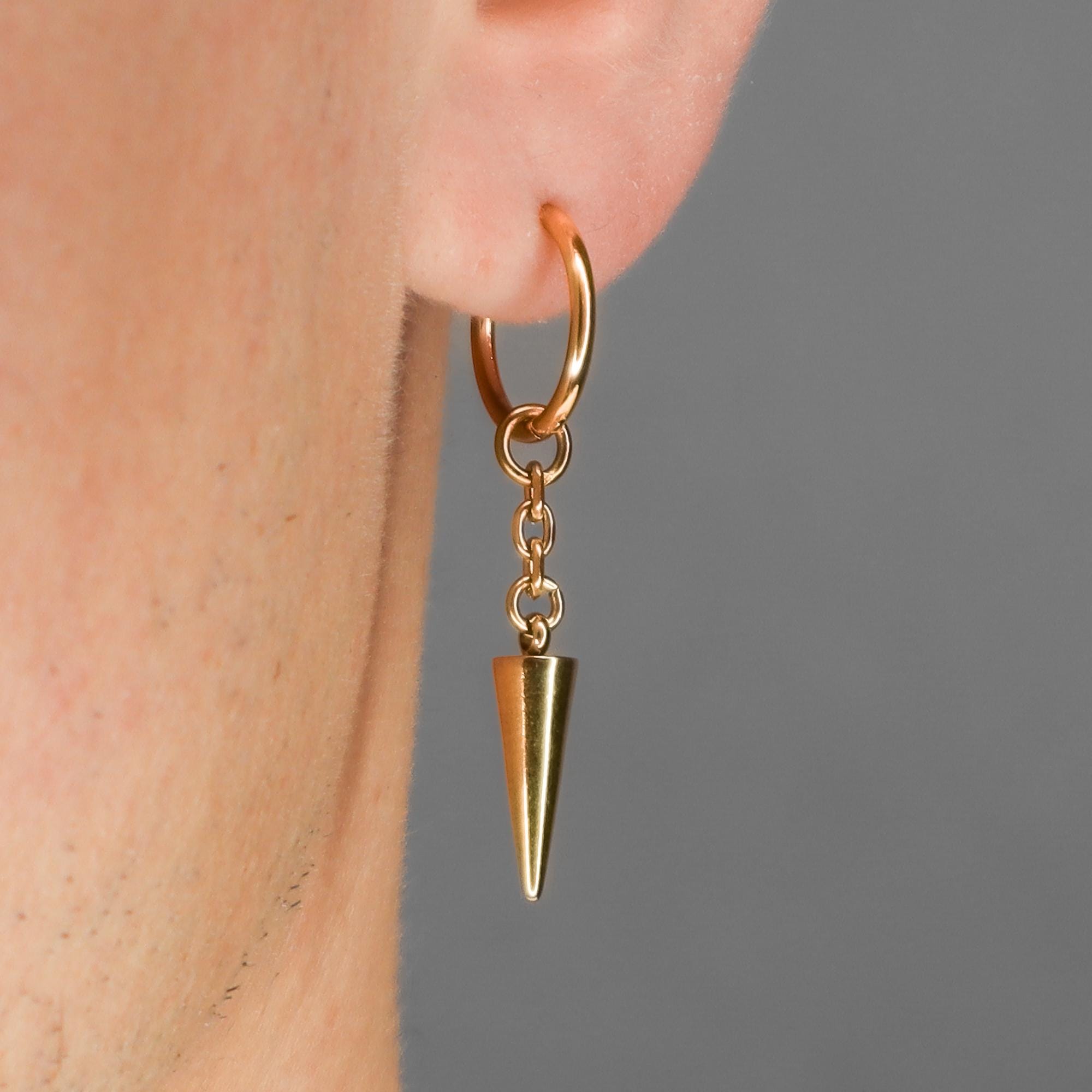 NERVÖS | gold dangle spike hoop earrings | soft grunge punk goth jewelry