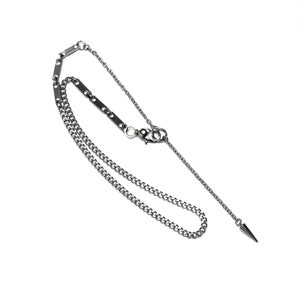 grunge lariat silver steel chain necklace with spike industrial streetwear jewelry image 2