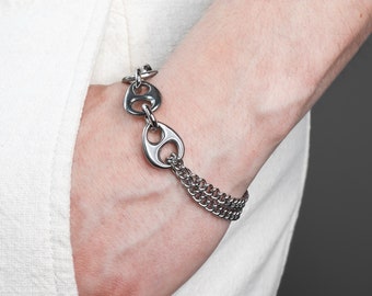 Vuro silver chain link bracelet in stainless steel | grunge aesthetic chunky modern industrial style unisex punk streetwear fashion jewelry