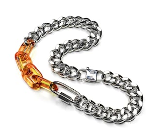 stainless steel chain link necklace | chunky punk grunge fashion aesthetic stainless steel streetwear jewelry