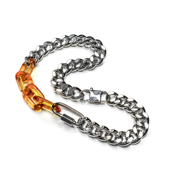 stainless steel chain link necklace | chunky punk grunge fashion aesthetic stainless steel streetwear jewelry