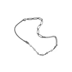 deconstructed grunge chain mini necklace in stainless steel industrial cyber punk streetwear aesthetic jewelry image 1