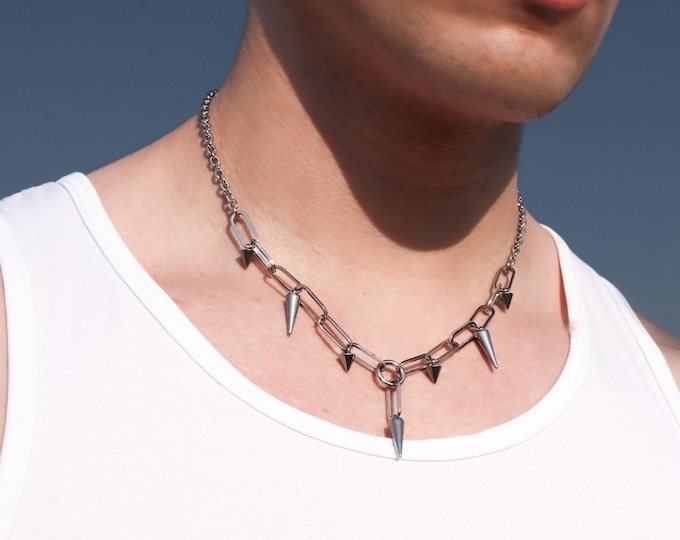 SCHARF | stainless steel dangle spike necklace - grunge punk alternative goth jewelry