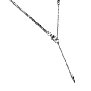 grunge lariat silver steel chain necklace with spike industrial streetwear jewelry image 5