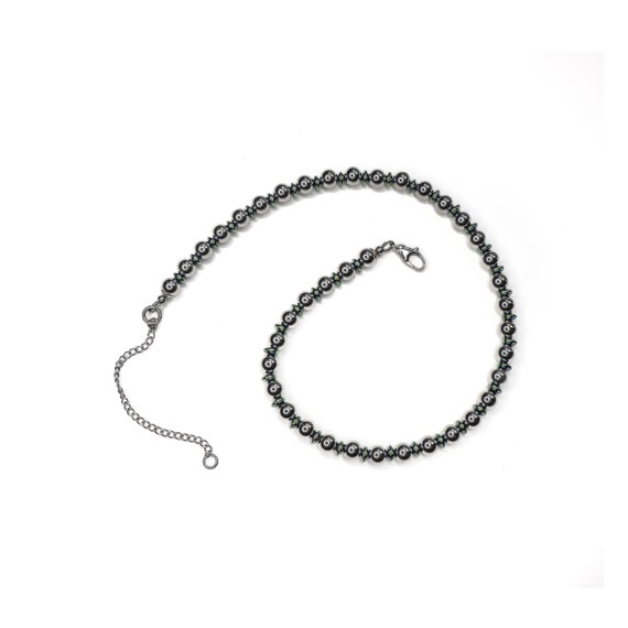 MNSS20 BEAD NECKLACE WITH STAINLESS STEEL RING – AAB CO.