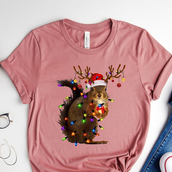 Christmas Squirrel Lights Shirt, Christmas T-Shirt, Funny Christmas Tee, Christmas Gift Shirt, Family Christmas Shirt