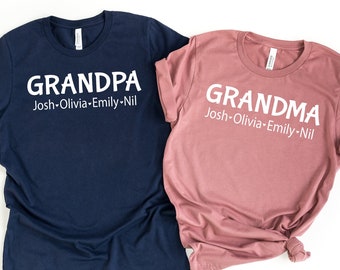 Grandpa Grandma Shirt With Grandkids Names, Custom Grandma Shirt, Matching Family Shirt, Custom Grandpa Shirt