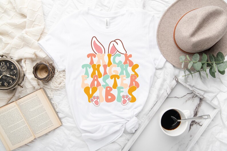 Thick Thighs Easter Vibes Shirt, Christian Easter Shirt, Easter Bunny Shirt, Easter Shirt Gift for Women image 2