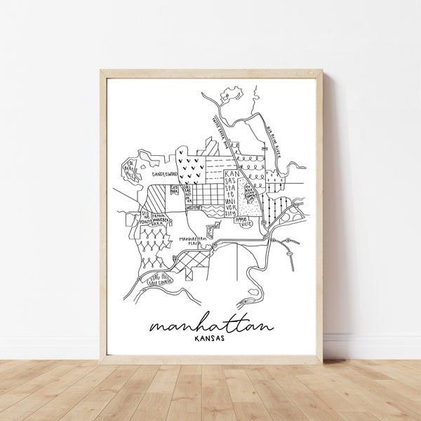 Manhattan, Kansas Map Print