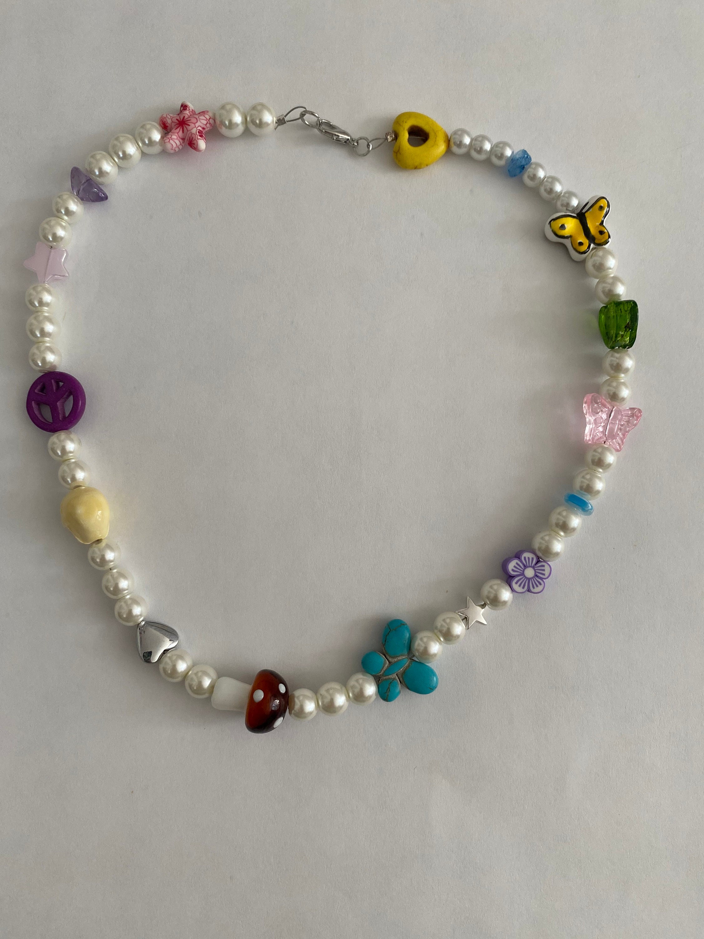 Funky Beaded Pearl Necklace Etsy