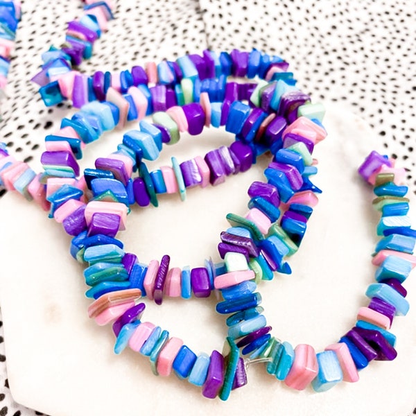 Muticolor Mother of Pearl (Dyed) Beads, Mother of Pearl Beads for Crafting, Craft Supplies, Jewelry Making Beads, Purple Pink Teal Beads