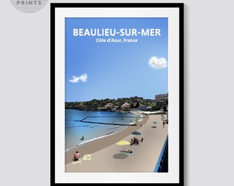 Beaulieu-Sur-Mer, Côte d’Azur, France- Travel Print. French Riviera. Unique Travel Illustration