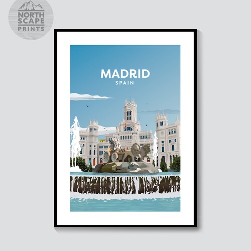 Madrid Spain Illustrated Travel Print spain Print Espana Etsy