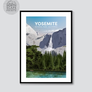 Yosemite National Park, California - Illustrated Travel Print