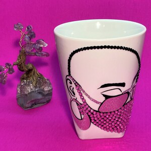 Rhinestone Bling Melanin Coffee Mug, Sparkle Bedazzled Afro African American cup, 1 of a kind gift for Her, Women, Mothers, Coffee lovers