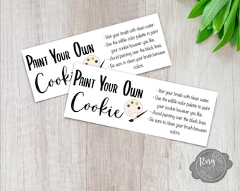 Paint Your Own Cookie Instruction Card, PYO Cookie Tag