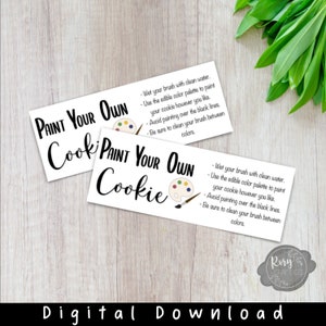 Paint Your Own Cookie Instruction Card, PYO Cookie Tag