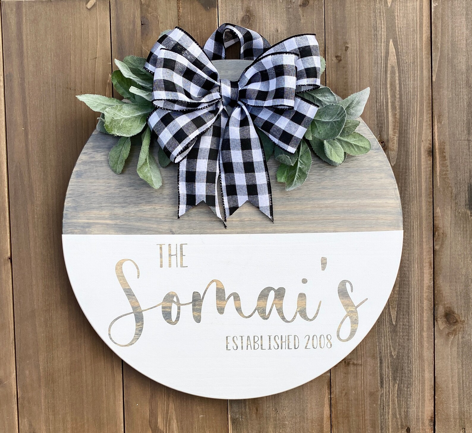 Wooden wreath custom wreath last name wreath round Etsy