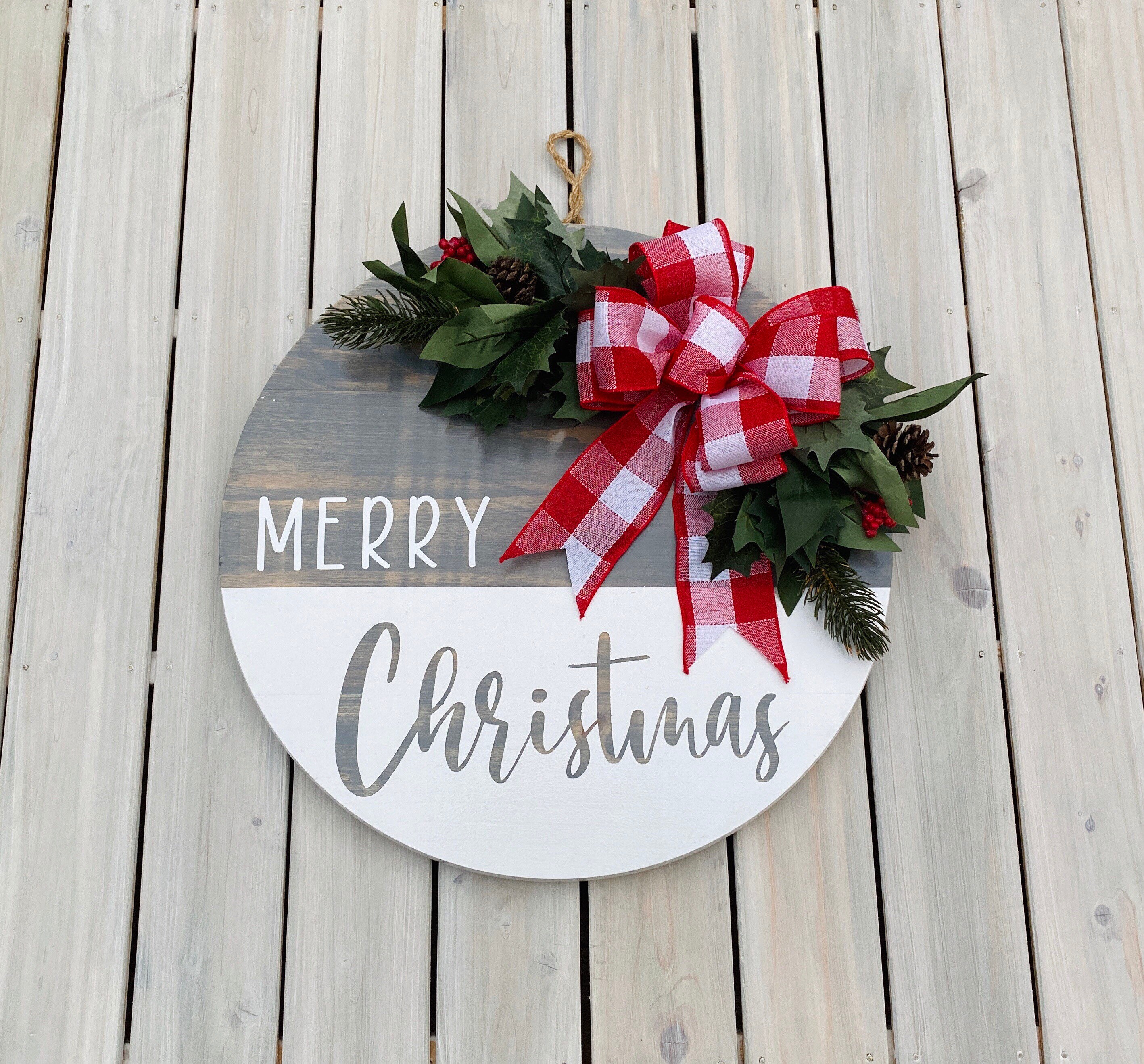 Christmas Door Hanger Christmas Wreath Wreaths Christmas Etsy