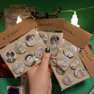 Ouran High School Host Club Badge Packs - OHSHC badges - Manga badges - Haruhi badges - Anime badges - Handmade badges