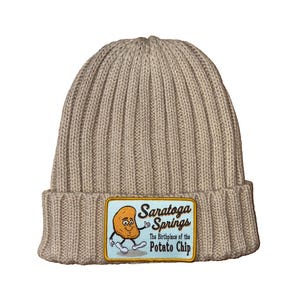 Saratoga Springs New York Recycled Cable Knit Winter Hat - Potato Chip Legend - Upstate Recycled Beanie - Saratoga Hat