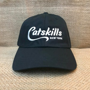 Catskills New York Script Embroidered Low-Profile Cotton Twill Hat - Catskills Dad Cap