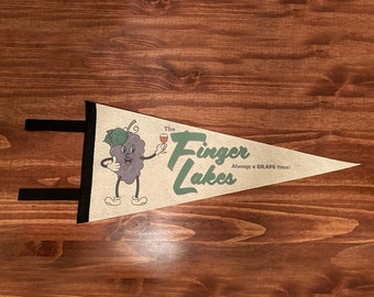Finger Lakes Pennant - Finger Lakes Upstate NY Pennant - Rubber Hose Inspired Cartoon Pennant - Finger Lakes Wall Art - Finger Lakes Gift