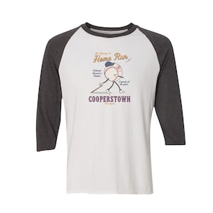 Baseball Themed Cooperstown Funny Retro Cartoon Logo 3/4 Sleeve Raglan Shirt - Cooperstown Gift - Cooperstown Baseball Shirt