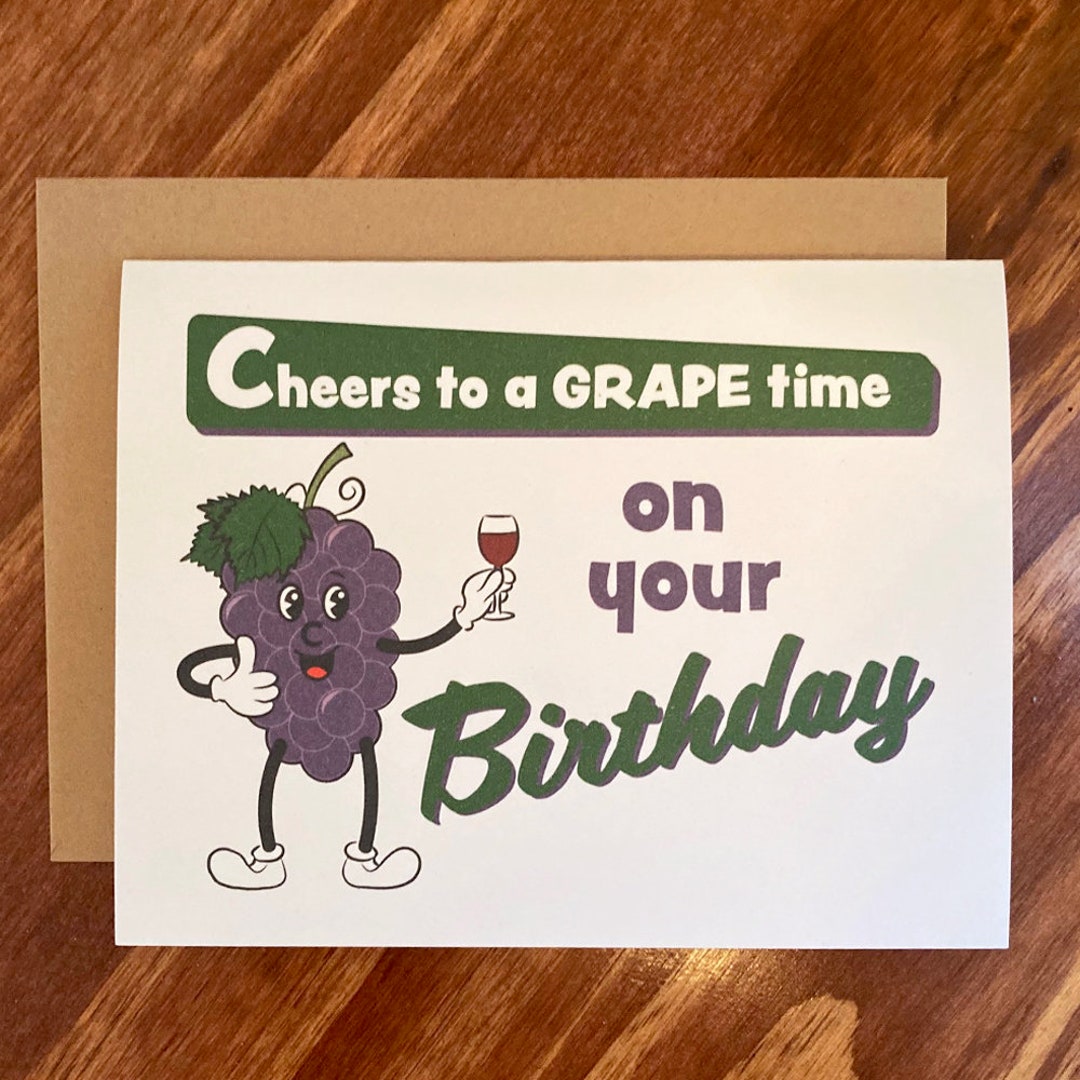 Wine Themed Birthday Card - Funny Happy Birthday Card - Etsy
